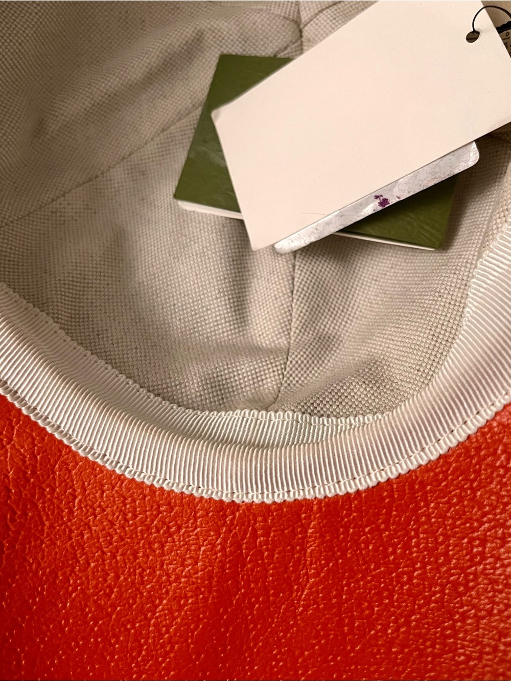 Gucci Two-Tone Purple and Orange Leather Cap 100 % Authentic - Picture 12 of 16